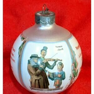 Norman Rockwell Fiddler Christmas Ball Glass Ornament 3" Sat Evening Post 1992